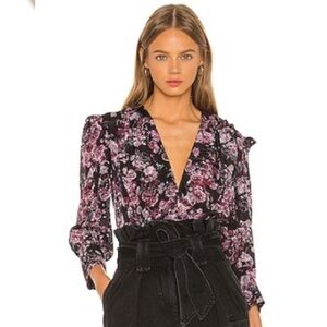 IRO Vulca Blouse in Black & Burgundy in Excellent Pre Loved Condition